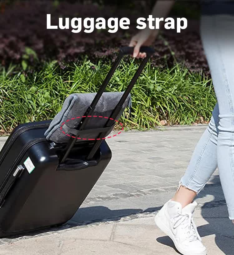 Grey 2-in-1 Plush Travel Blanket & Pillow Set - Soft Flannel with Luggage Strap & Carabiner (50x60in)