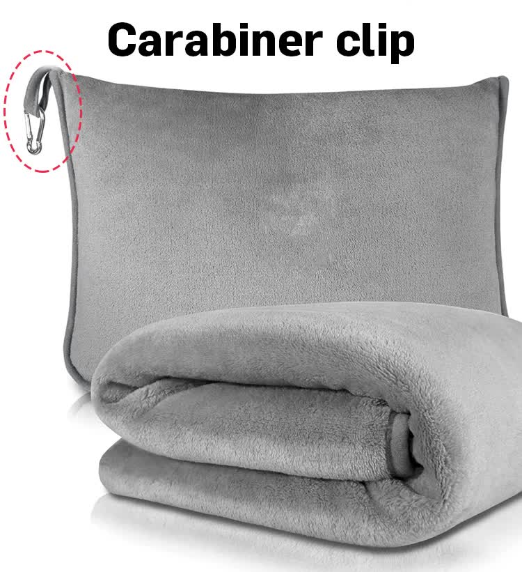 Pink 2-in-1 Plush Travel Blanket & Pillow Set - Soft Flannel with Luggage Strap & Carabiner (50x60in)
