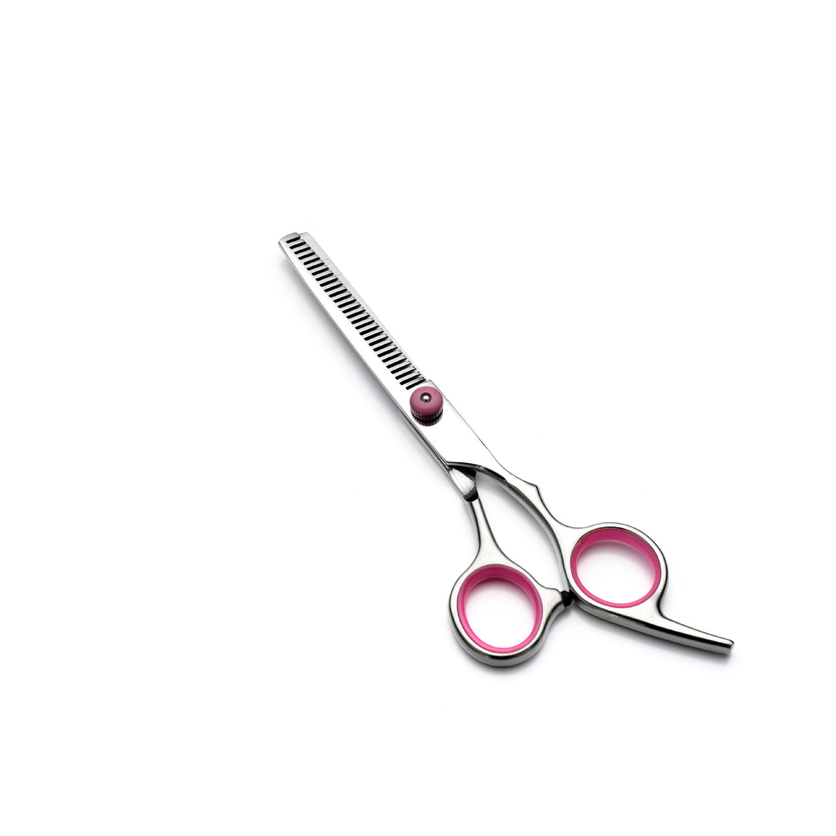 Pink and Silver Complete 5-Piece Pet Grooming Scissors Kit - Stainless Steel Straight, Curved & Thinning Shears with Comb & PU Case (6.0 Inch)