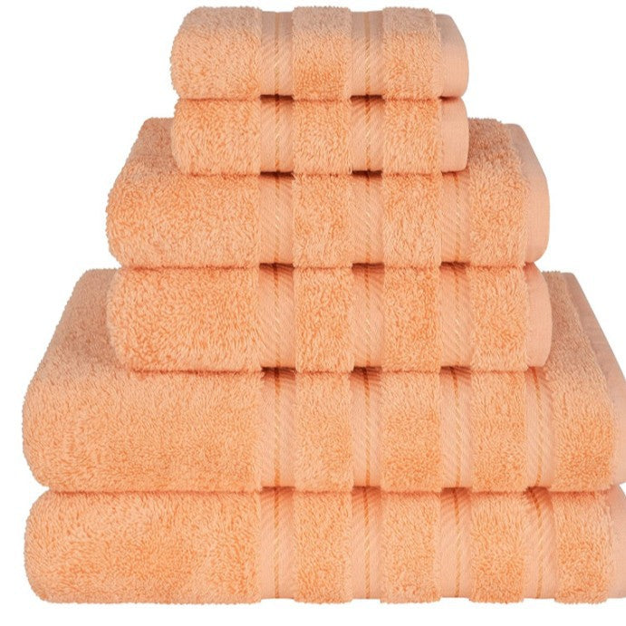 Orange Luxury 6-Piece Combed Cotton Towel Bale Set - Ultra Soft & Absorbent Bath, Hand, Face Towels