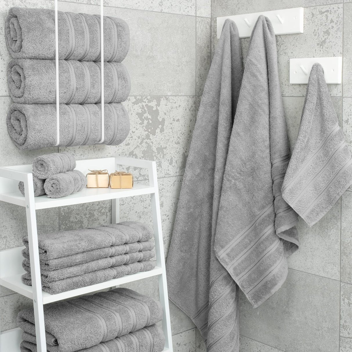 Black Luxury 6-Piece Combed Cotton Towel Bale Set - Ultra Soft & Absorbent Bath, Hand, Face Towels