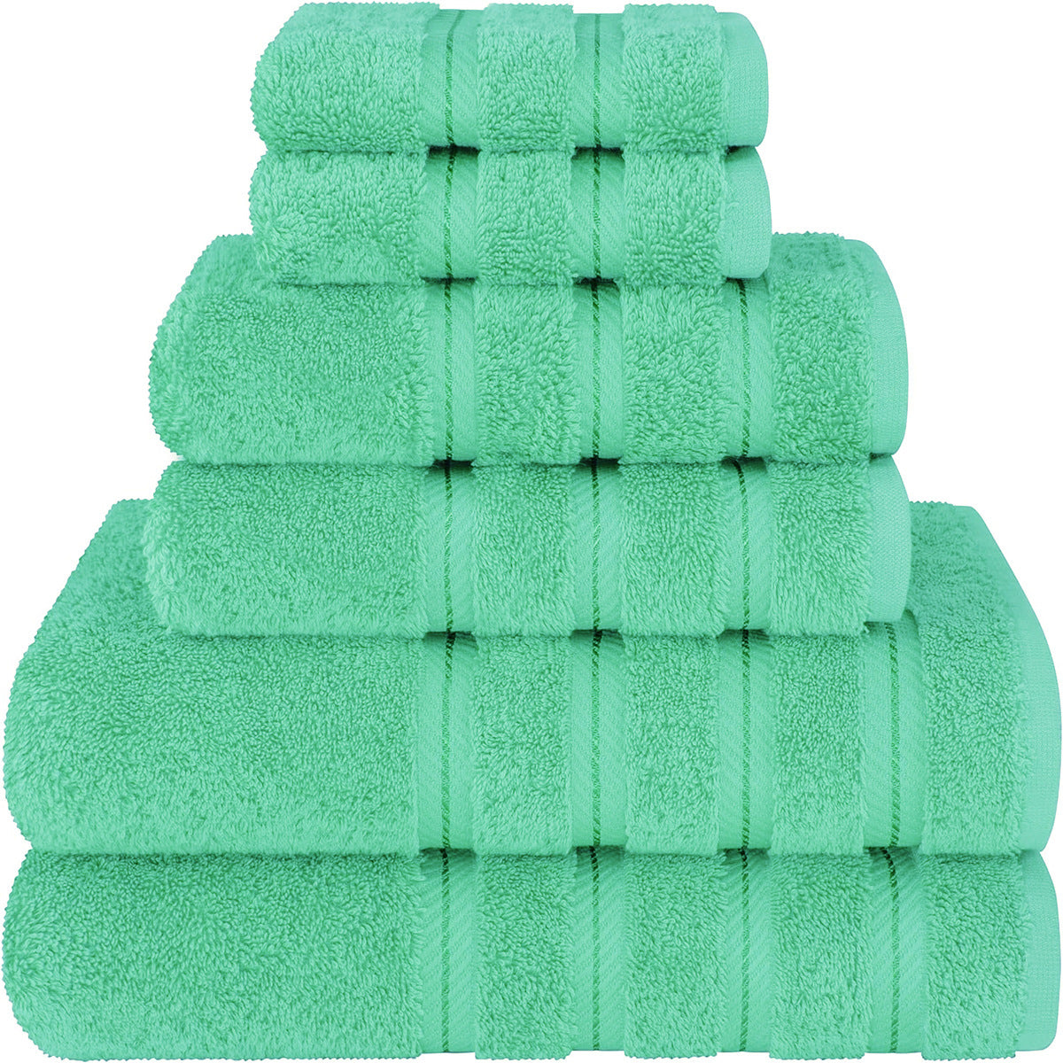 Green Luxury 6-Piece Combed Cotton Towel Bale Set - Ultra Soft & Absorbent Bath, Hand, Face Towels