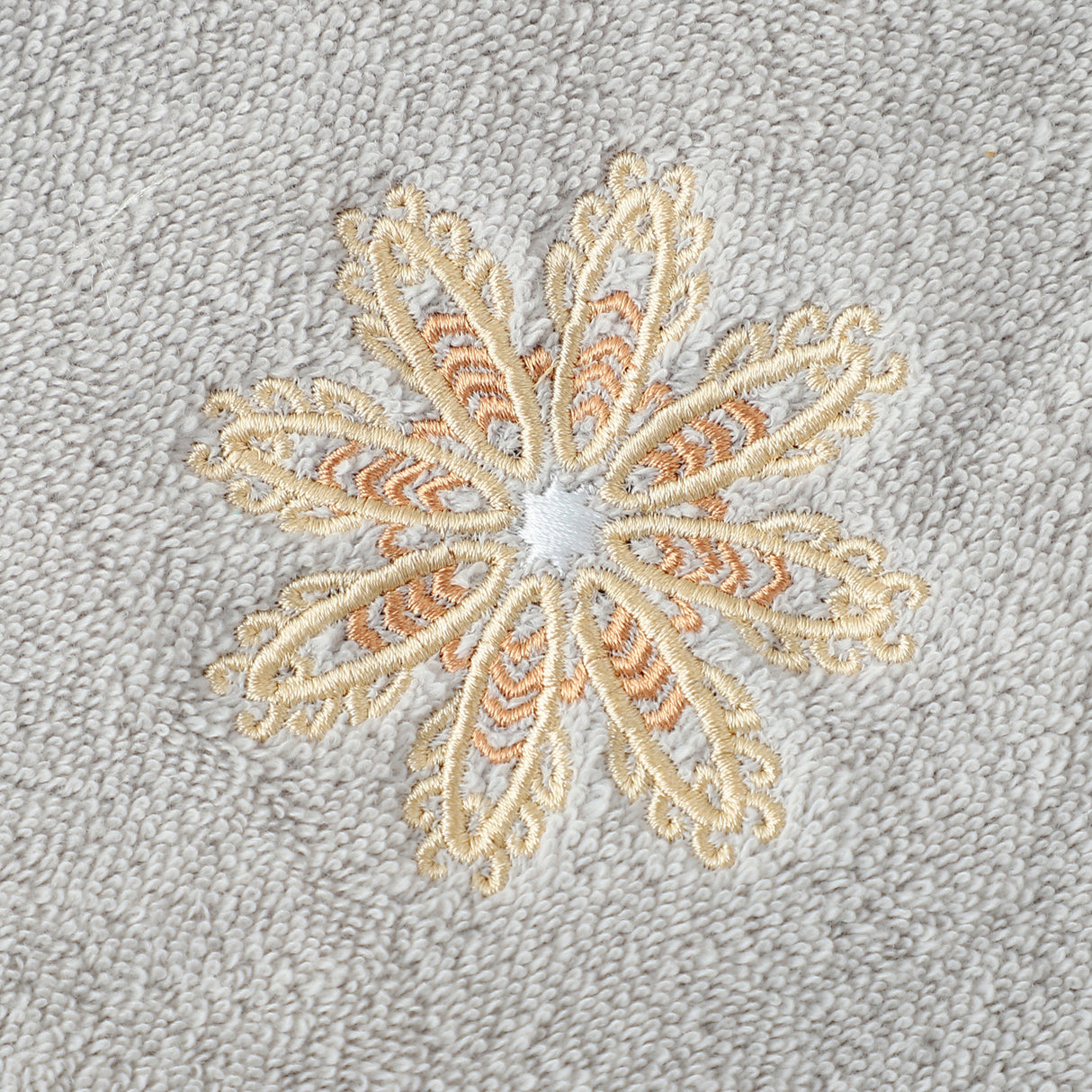 White 4-Pack Elegant Green Floral Embroidered Cotton Hand Towels - Ultra Soft & Absorbent