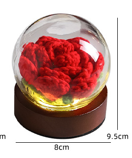 Gradient Dark Pink Rose Knitted Flower LED Dome Lamp - USB Touch 3-Color Night Light