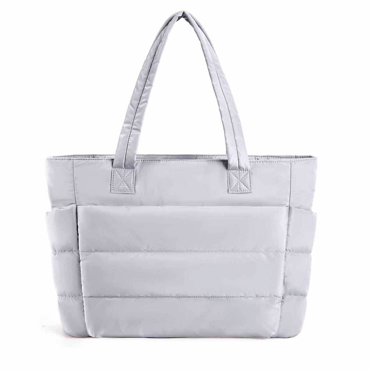 Light Grey Large Capacity Nylon Tote Bag for Women - Fashionable Travel Shoulder & Crossbody Handbag