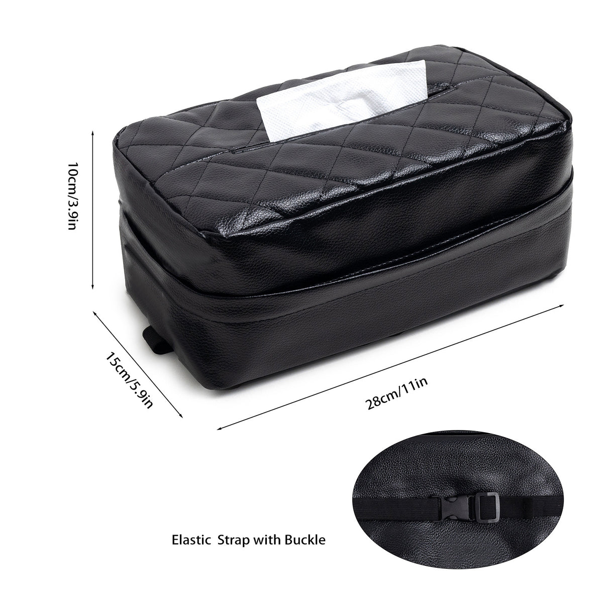 Brown Universal Leather Car Tissue Box Holder - Visor, Armrest & Seat Back Mount