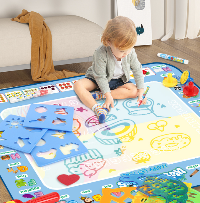 Dinosaur Land Giant Aqua Magic Doodle Mat 100x80cm - Mess-Free Reusable Water Drawing Pad for Creative Kids