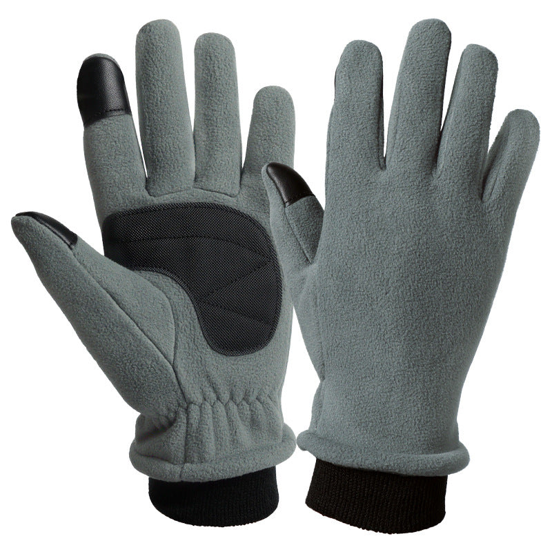 S Grey Warm Windproof Touchscreen Gloves - Anti-Slip Grip for Winter Cycling & Outdoor Sports