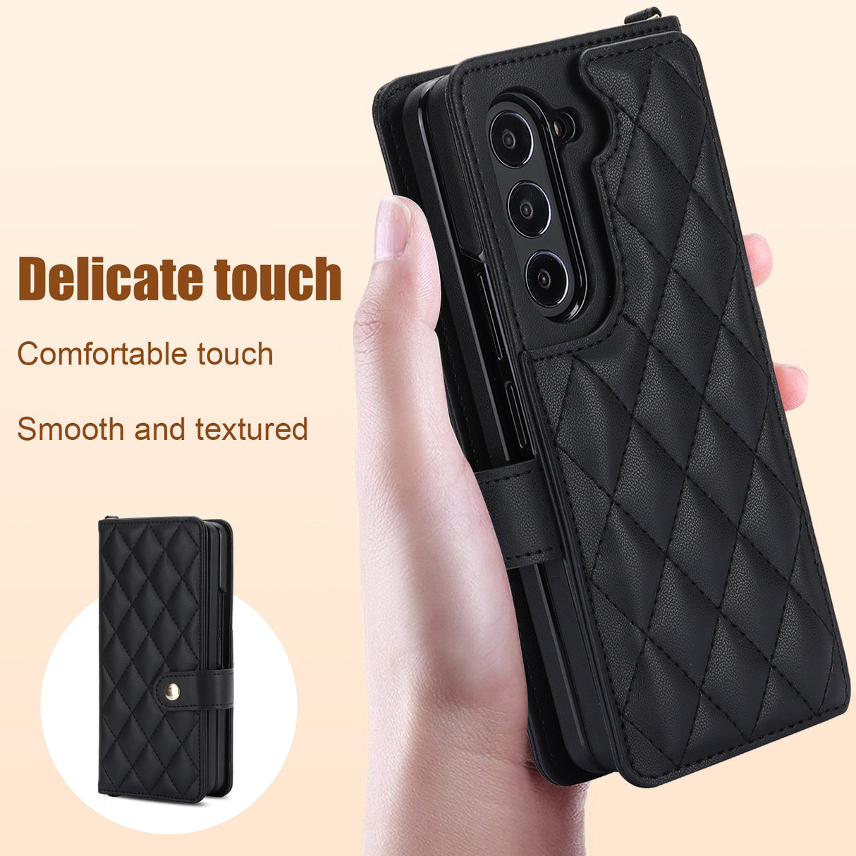 Galaxy Z Fold3 Multi-Functional Leather Wallet Case for Samsung Z Fold Series - Crossbody with Pen Slot, Quilted Design Pen Not Included