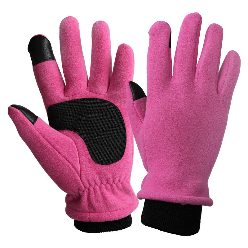 S Pink Warm Windproof Touchscreen Gloves - Anti-Slip Grip for Winter Cycling & Outdoor Sports