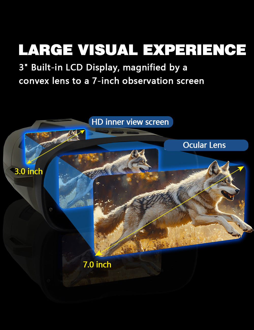 Black 4K Portable Digital Night Vision Binoculars - HD Photo & Video Infrared Scope