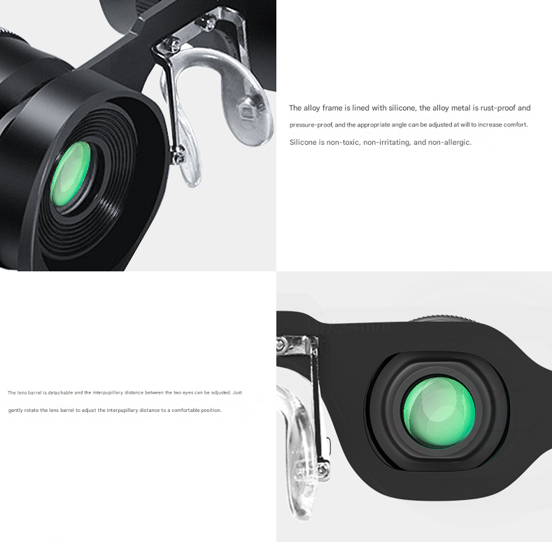 10x Individual Binoculars 10x HD Fishing Binocular Glasses - Polarized Zoom for Float Watching