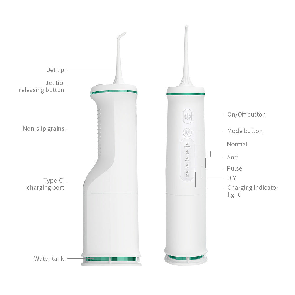 White Home Electric Oral Irrigator - Portable Water Flosser for Teeth Cleaning