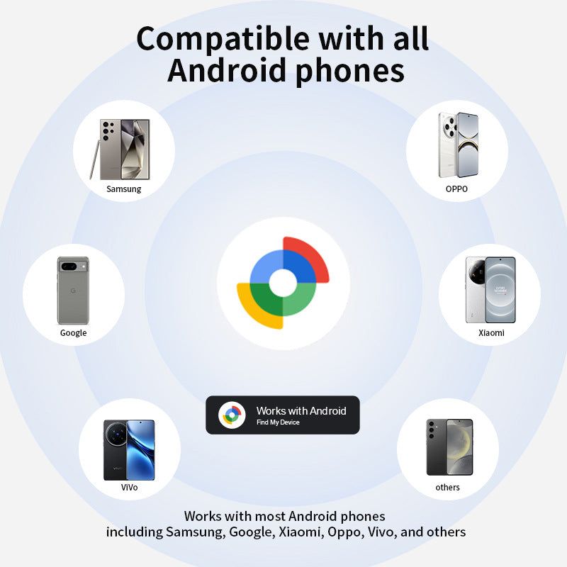 Black Android Tracker - Google Find My Device Compatible Luggage and Pet Tracker