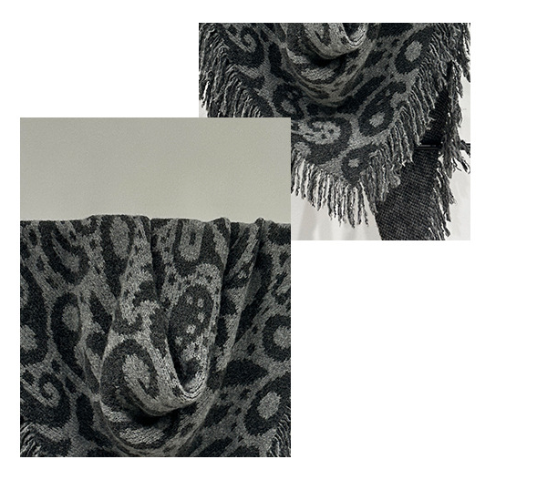 Brown Luxurious Fringe Wool and Lambswool Scarf for Women - Thick Warm 60 x 170 cm Shawl