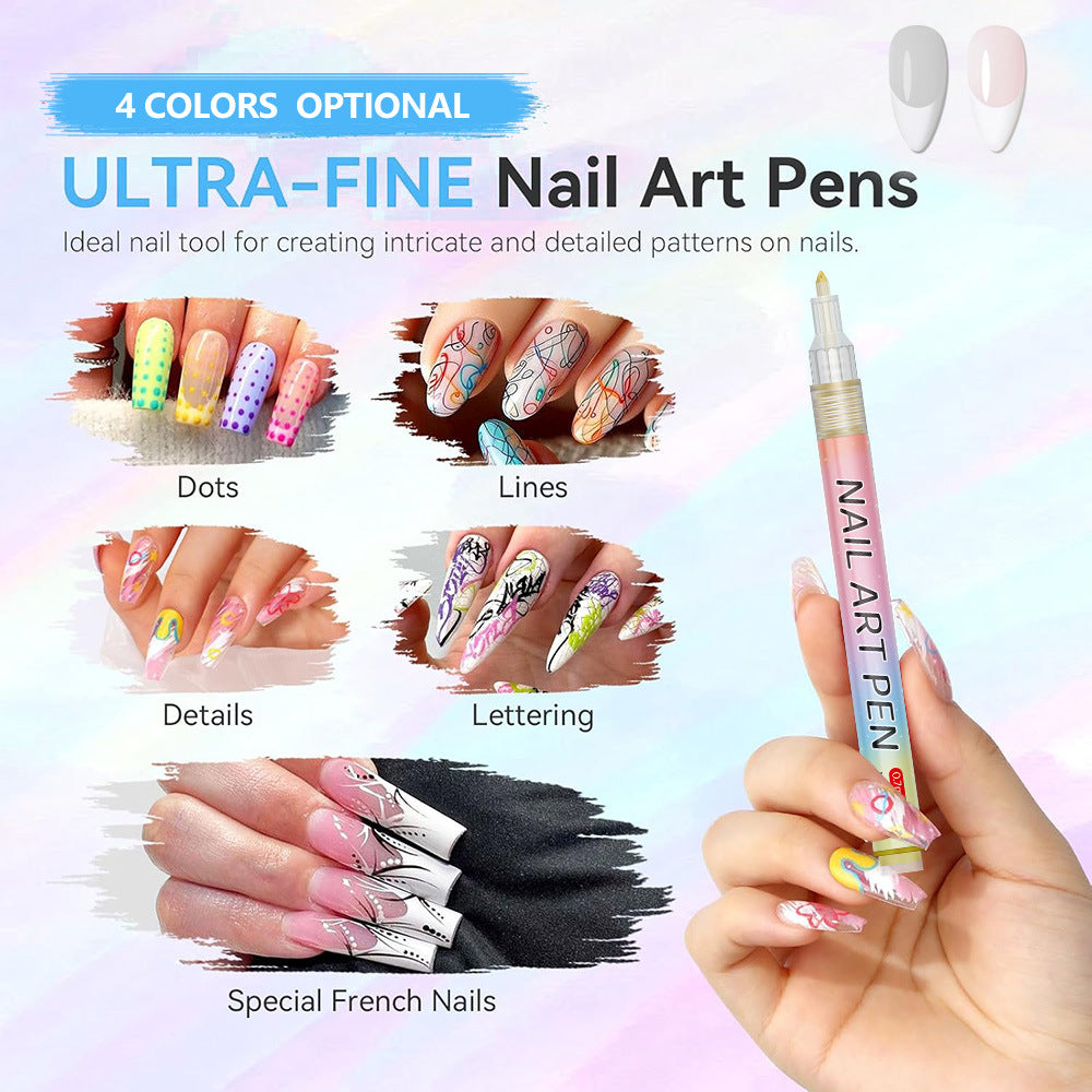 Blue 0.7mm Nail Art Doodle Pen 12 Sticks- Single Color Acrylic Marker for Nail Design, No-Bake