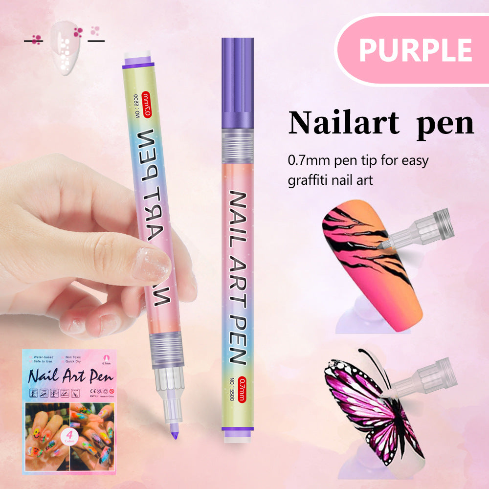 Purple 0.7mm Nail Art Doodle Pen 12 Sticks- Single Color Acrylic Marker for Nail Design, No-Bake
