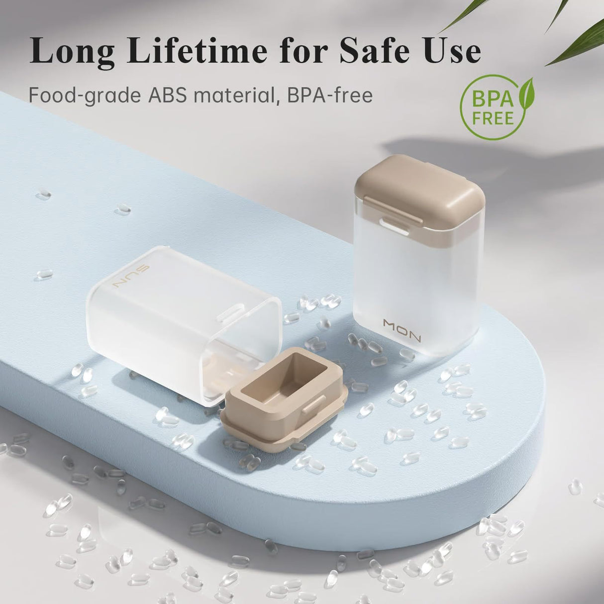 Transparent + Grey Cover Weekly Pill Organizer 1-Time-a-Day - Large Capacity Magnetic Closure Pill Box (246 x 49 x 23 mm)