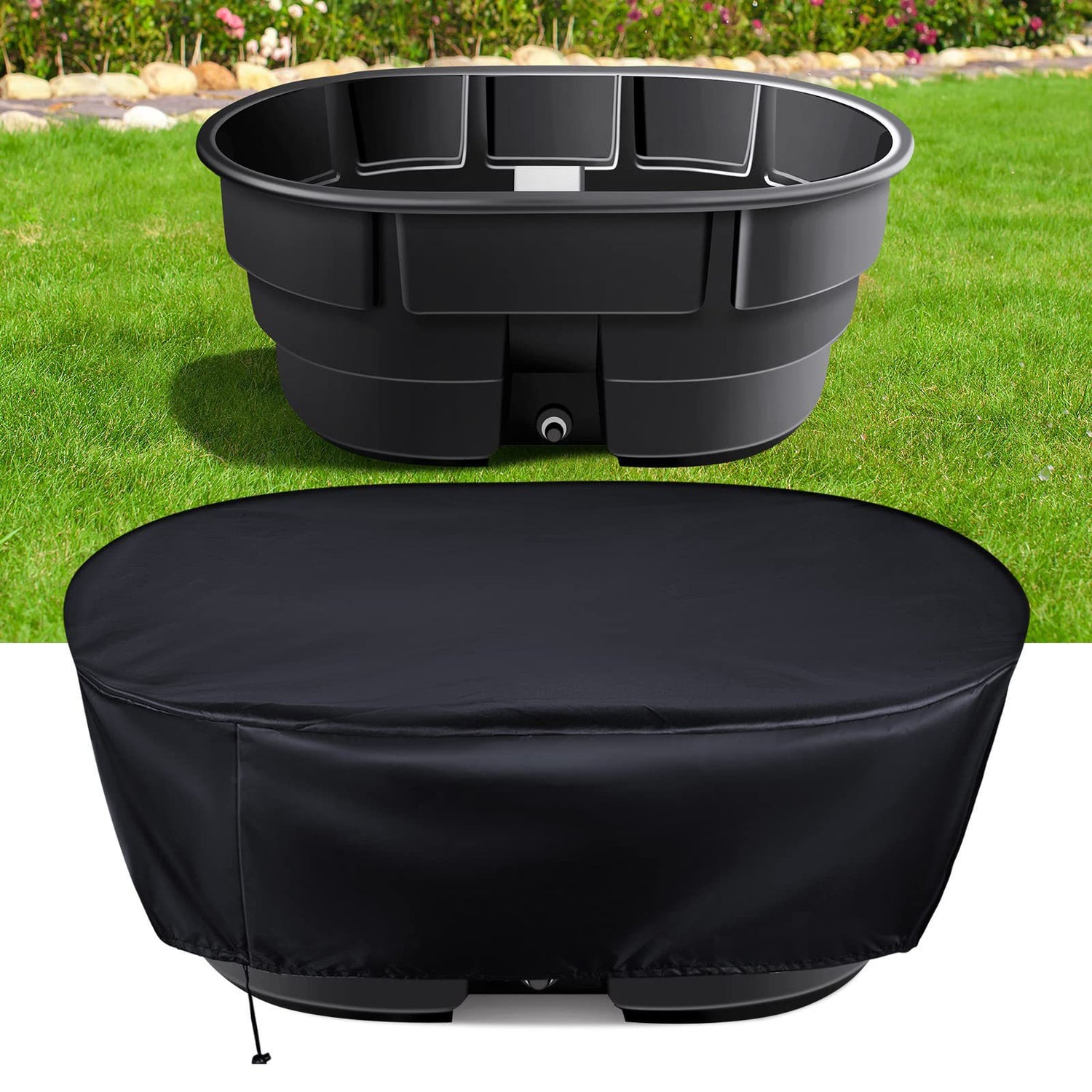 100 Gallons(53'Lx31'Wx25'H) Outdoor Gallon Cover Sun Shade for Patio, Pool, and Water Tanks