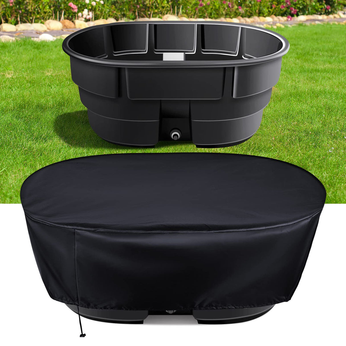 150 Gallons(58'Lx39'Wx25'H) Outdoor Gallon Cover Sun Shade for Patio, Pool, and Water Tanks