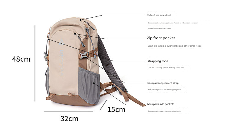 Pink-white 20L Lightweight Hiking Backpack for Camping, Travel, and Commuting