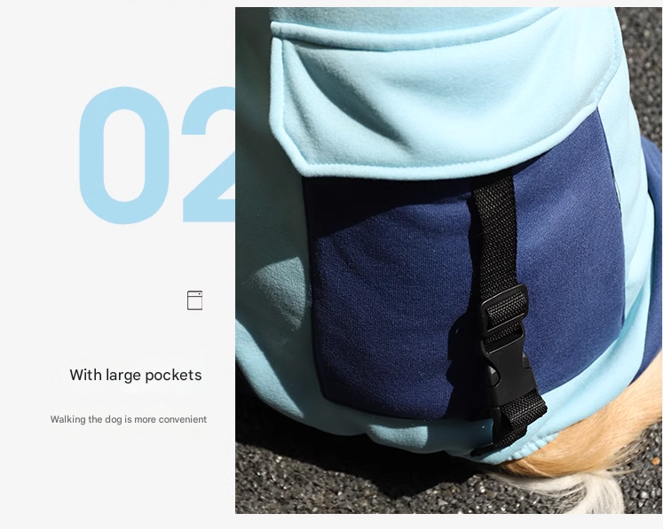 3XL Recommended 20-30 Pounds Blue Autumn-Winter Dog Hoodie for Medium to Large Breeds - Golden Retriever & Labrador