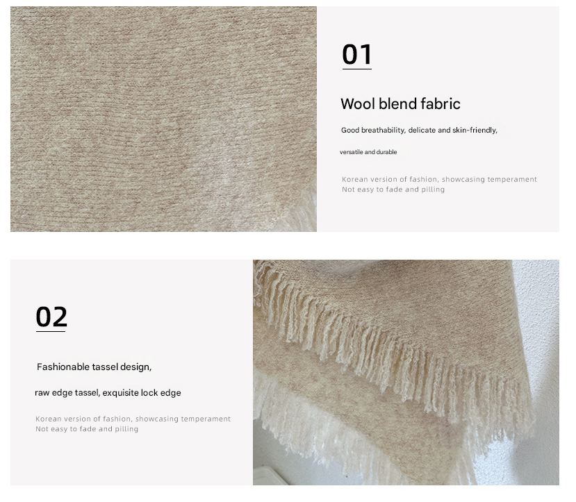 Red Versatile Fringed Faux Wool Triangle Shawl - Warm Knitted Scarf