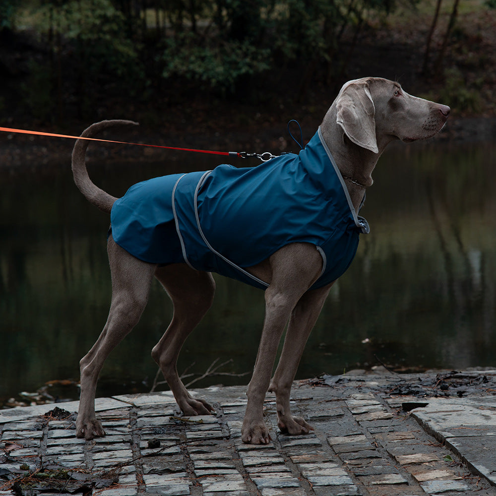 45# Blue Waterproof Reflective Dog Raincoat for Small to Large Dogs