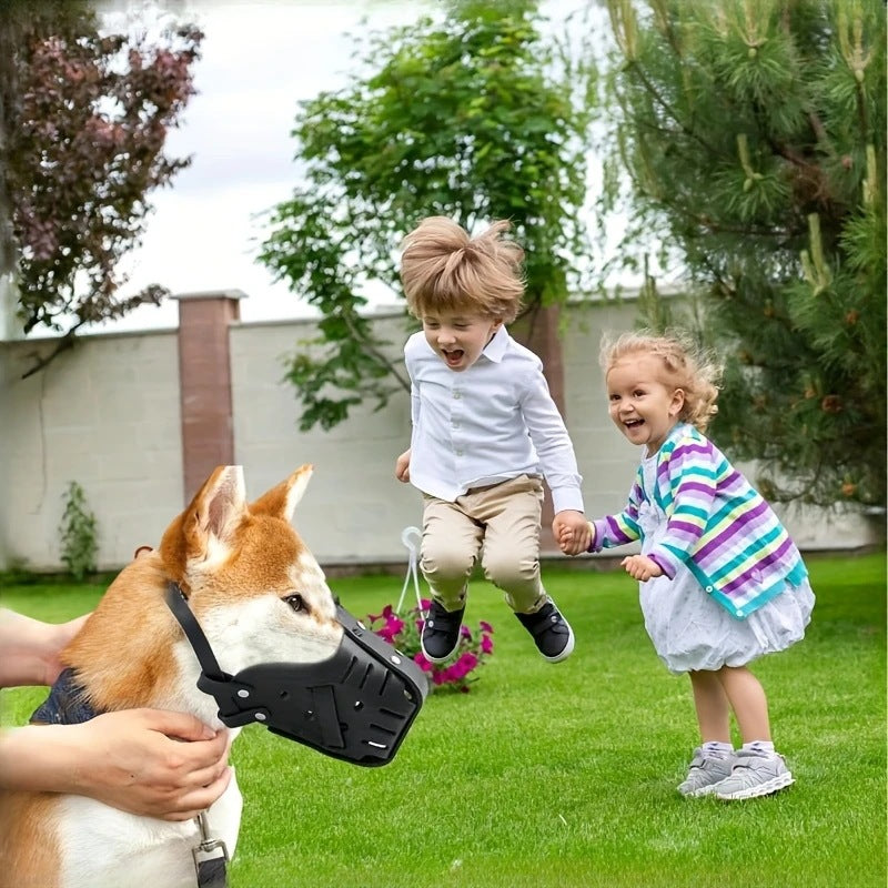 S Adjustable Leather Dog Muzzle for Large Breeds, Anti-Bite and Anti-Bark