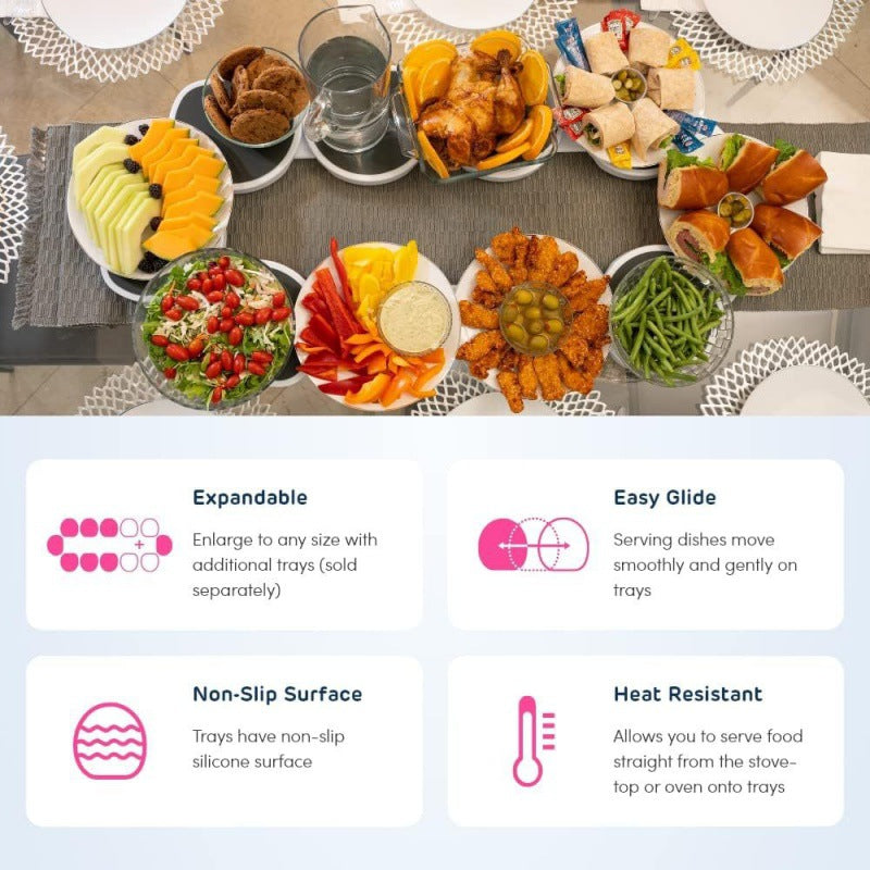 White 6 discs TheLazy Susan Revolution - Portable 22cm Rotating Food Tray for Easy Sharing