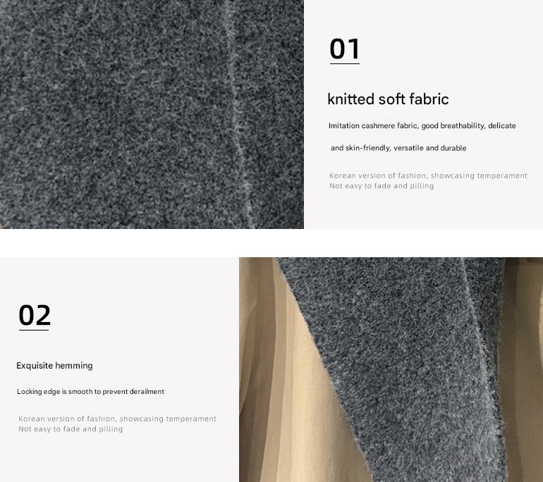 2-Piece Khaki Elegant Wool Blend Triangle Scarf - Luxurious Knit Shawl for Women (39 x 110cm)