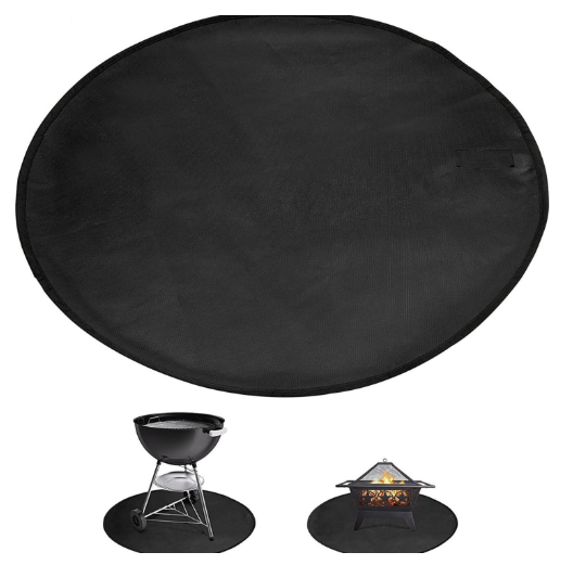 24-Inch Black Fireproof Mat for Fire Pit and BBQ - Silicone Coated