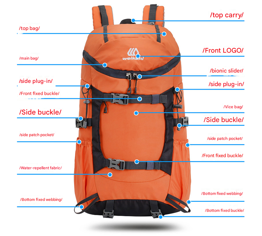 Navy Blue 20L Women's Orange Mountaineering Backpack - Water-Resistant