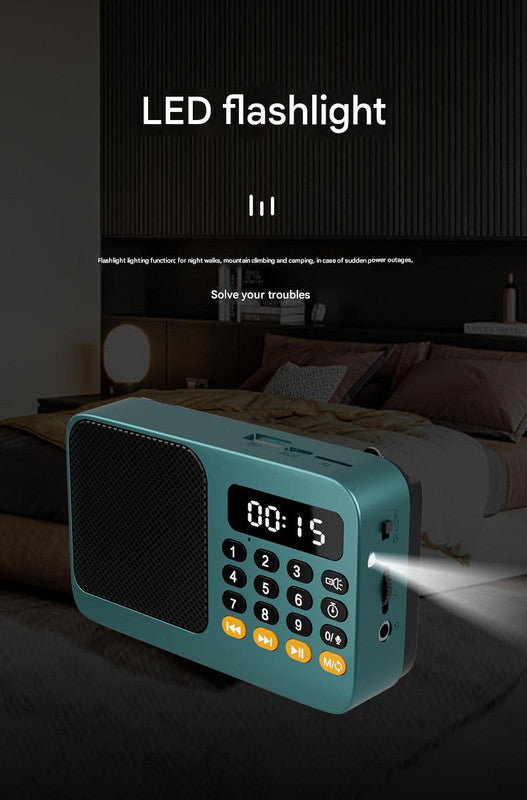 Portable Digital Music Player & FM Radio,4 Playback Modes, LED Flashlight(Blue)