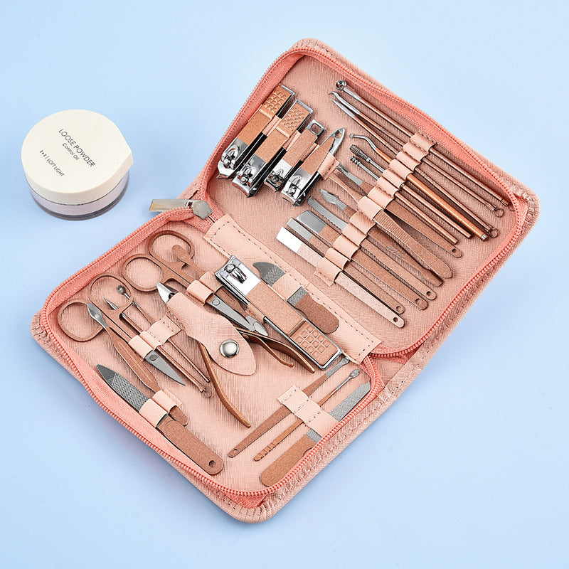 30-Piece Professional Manicure & Pedicure Set,Stainless Steel Grooming Kit(blue)