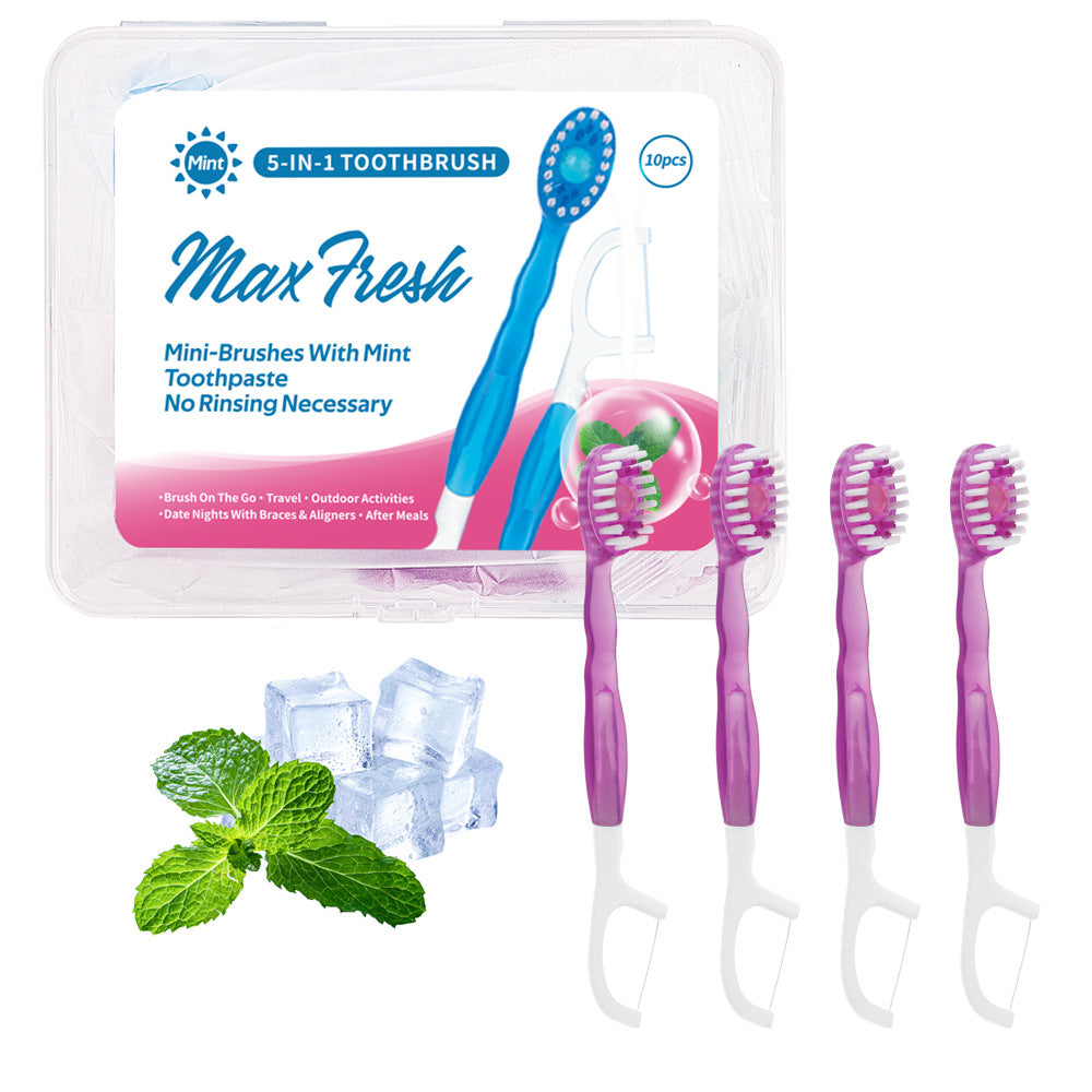 4-in-1 Disposable Travel Toothbrush with Flavor Burst Bead(Romantic cherry flavor)