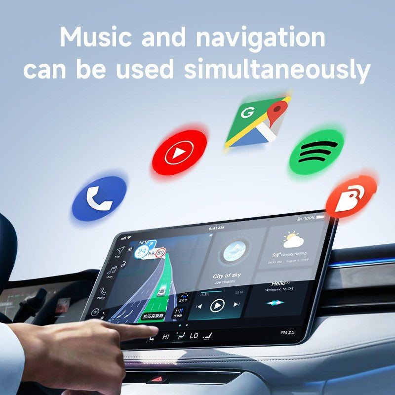2-in-1 Wireless CarPlay & Android Auto Adapter - Plug & Play Dongle for Cars(Applicable to Android-White)