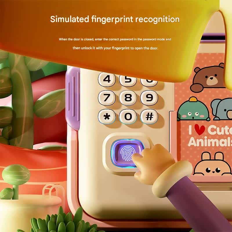 Interactive Kids' Piggy Bank Safe with Music, Stories & Password Lock(blue)