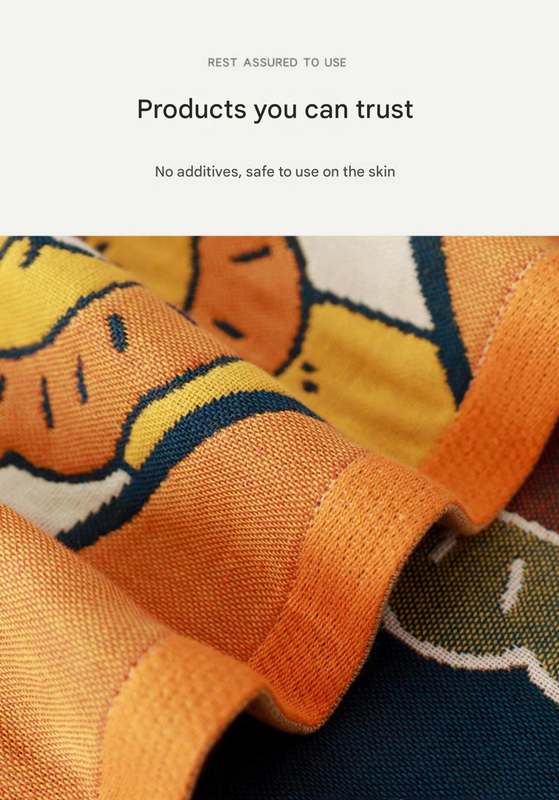 Premium Cartoon Animal Print Gauze Bath Towel - 70x140cm, Soft, Absorbent(Big round flower 70*140)