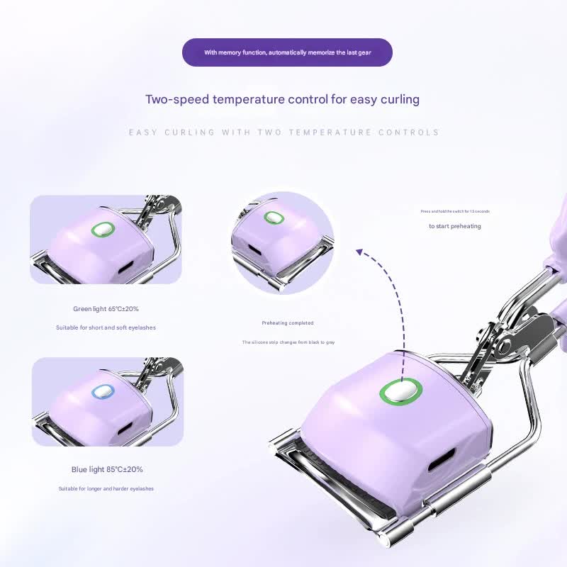 Heated Eyelash Curler with 2 Temperature Controls, Long-Lasting Curl(pink)