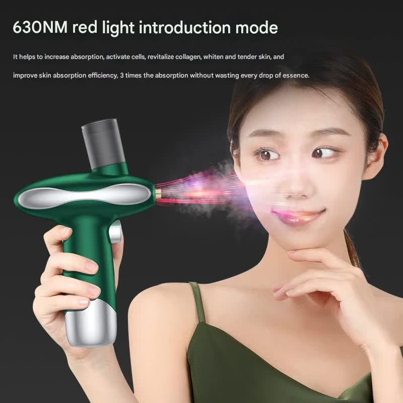 Portable Nano Facial Steamer & Oxygen Sprayer with Red/Blue Light Therapy(blue)