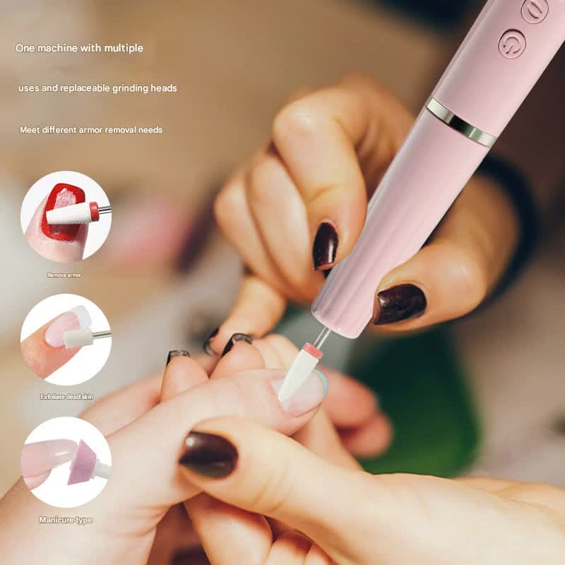 Portable Electric Nail Drill Machine Kit - 18000 RPM, 5-Speed, USB-C Rechargeable with LED Display(purple)