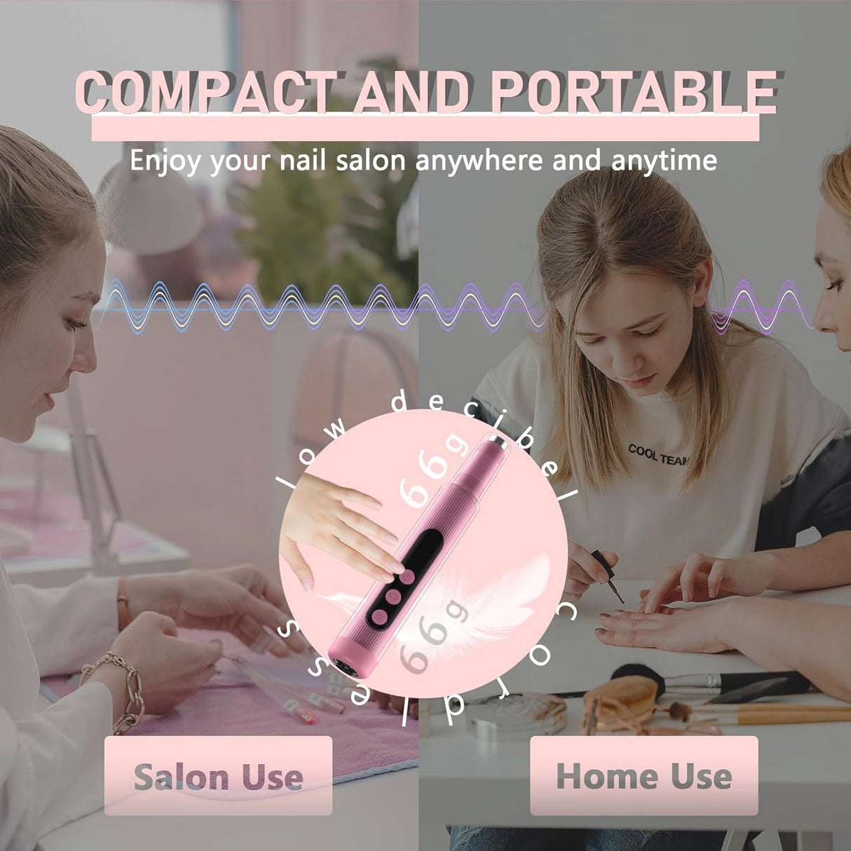 Portable Cordless Electric Nail Drill Kit with UV Lamp - 0-20000RPM, LED Display, 12 Bits(Purple)