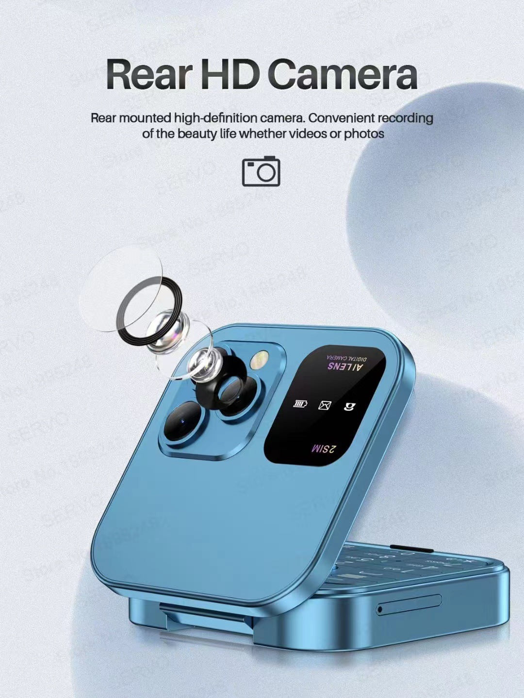 i16 Pro Mini Flip Phone - Dual SIM, AI Lens Digital Camera, Compact & Stylish Design(black)