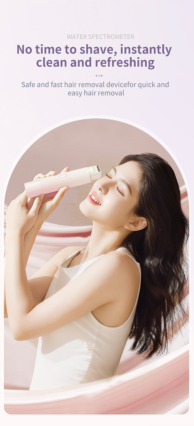 2-in-1 Electric Lady Shaver & Trimmer - Gentle Full Body Hair Removal, Portable & USB Rechargeable(Gradient pink)