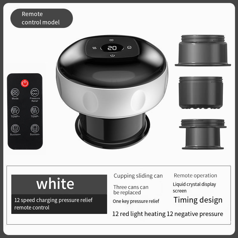 Smart Electric Cupping Therapy Massager - Adjustable Suction & Heat, Red Light Therapy, USB-C Rechargeable(White)