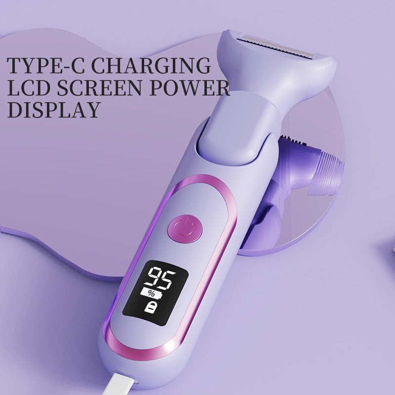 5-in-1 Electric Lady Shaver & Grooming Kit - LCD Display, USB-C Rechargeable, Full Body Hair Removal(Yellow)
