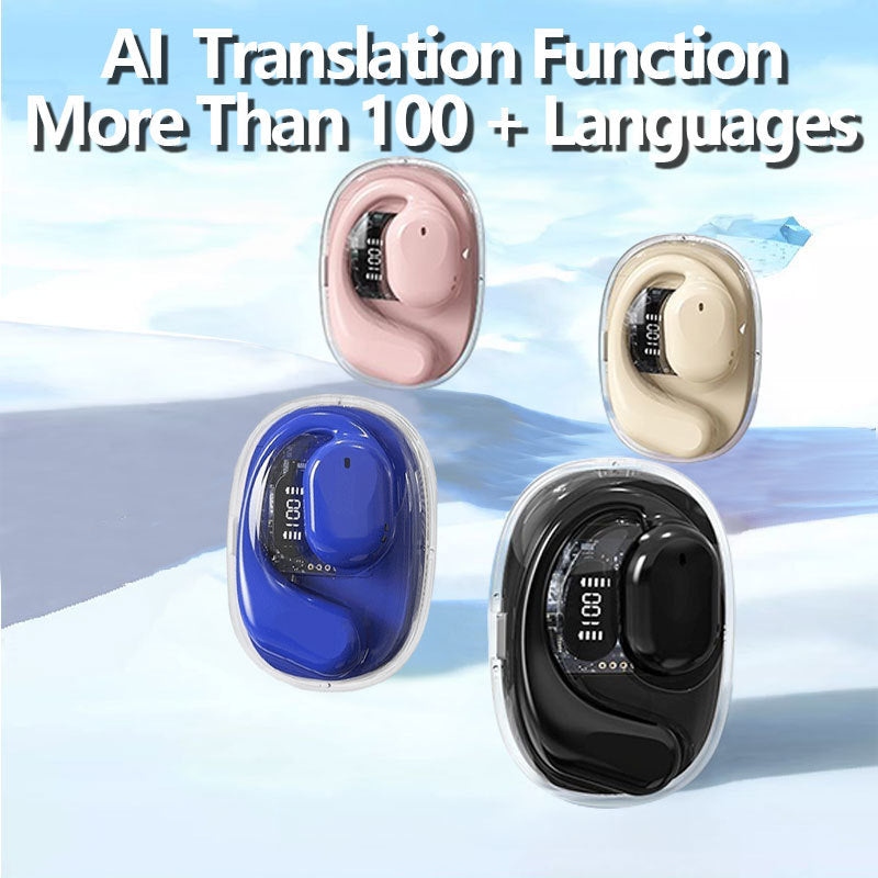 OWS Open-Ear TWS Earbuds with AI Translation - Bluetooth 5.4, 360 ACS Sound, LED Display Case(Blue)