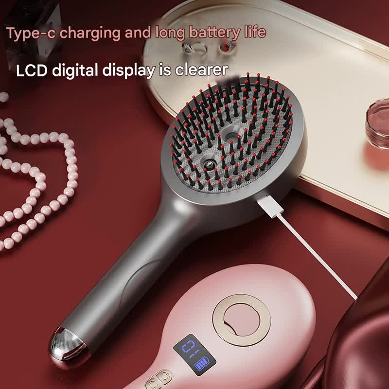 4-in-1 SPA Scalp Care Massage Comb - Red Light Therapy, Nano Steam & Vibration, USB-C Rechargeable(grey)