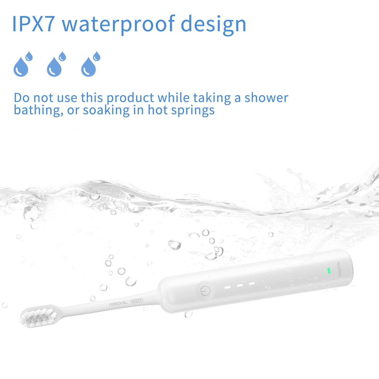 Electric Toothbrush with Ultra-Soft Gum Guard Brush Heads - IPX7 Waterproof, Ergonomic Design(white)